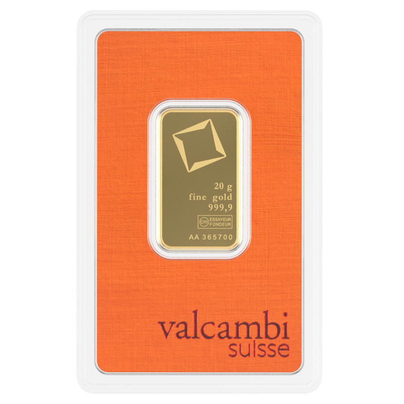 Valcambi 20 Gram .9999 Fine Gold Bar (In Assay)