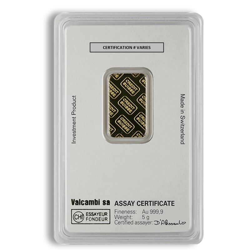 Credit Suisse 5 Gram .9999 Fine Gold Bar (In Assay) - Image 2