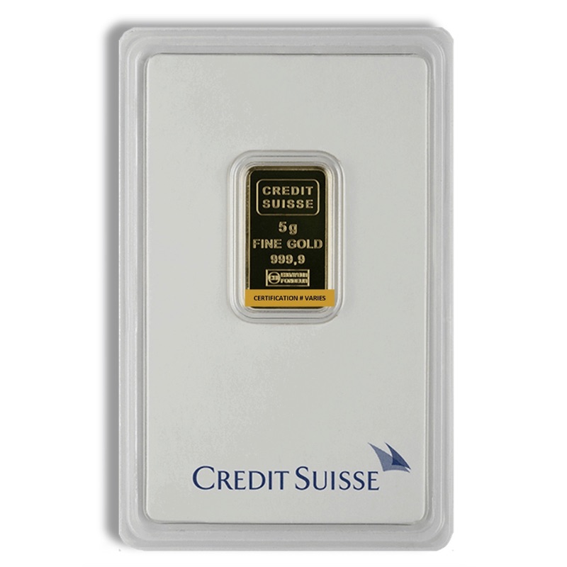 Credit Suisse 5 Gram .9999 Fine Gold Bar (In Assay)