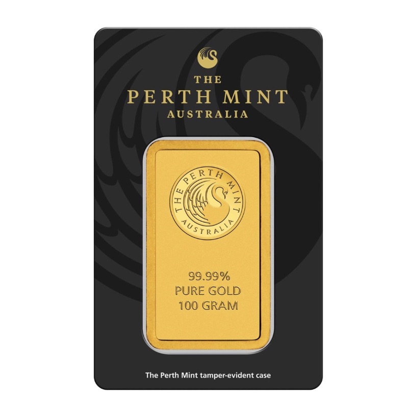 Perth Mint 100 Gram .9999 Fine Gold Bar (In Assay)