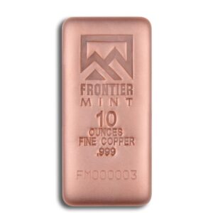 10 oz Copper Bars – Frontier Mint .999 Fine Copper (Lot of 50)