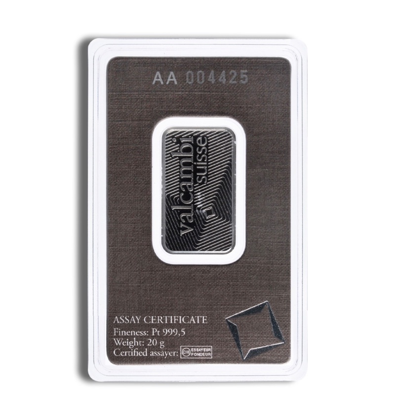 20 Gram Platinum Bar – Valcambi (In Assay) - Image 2
