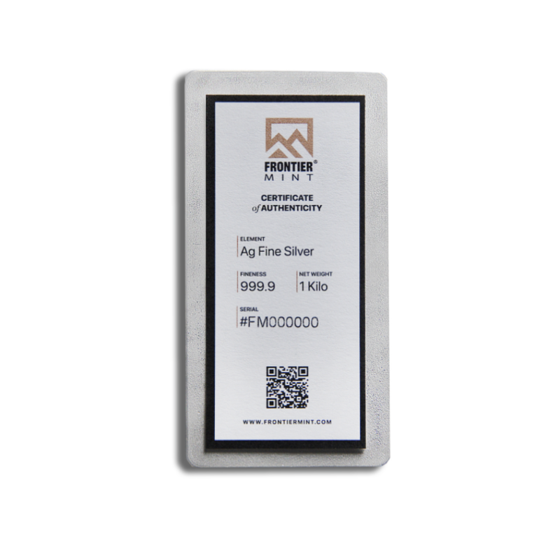 1 Kilo Silver Bar – Frontier Mint (Frosted) - Image 2