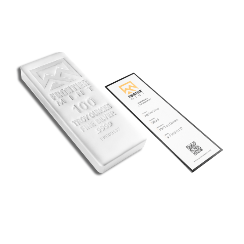 100 oz Silver Bar – Frontier Mint (Frosted) - Image 3