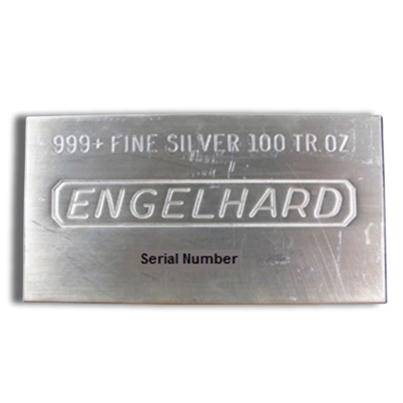 100 oz Silver Bar – Engelhard (Poured/Extruded)